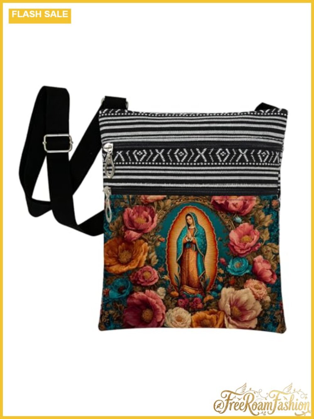 Virgin Mary Crossbody Bag Adjustable Strap Polyester Messenger